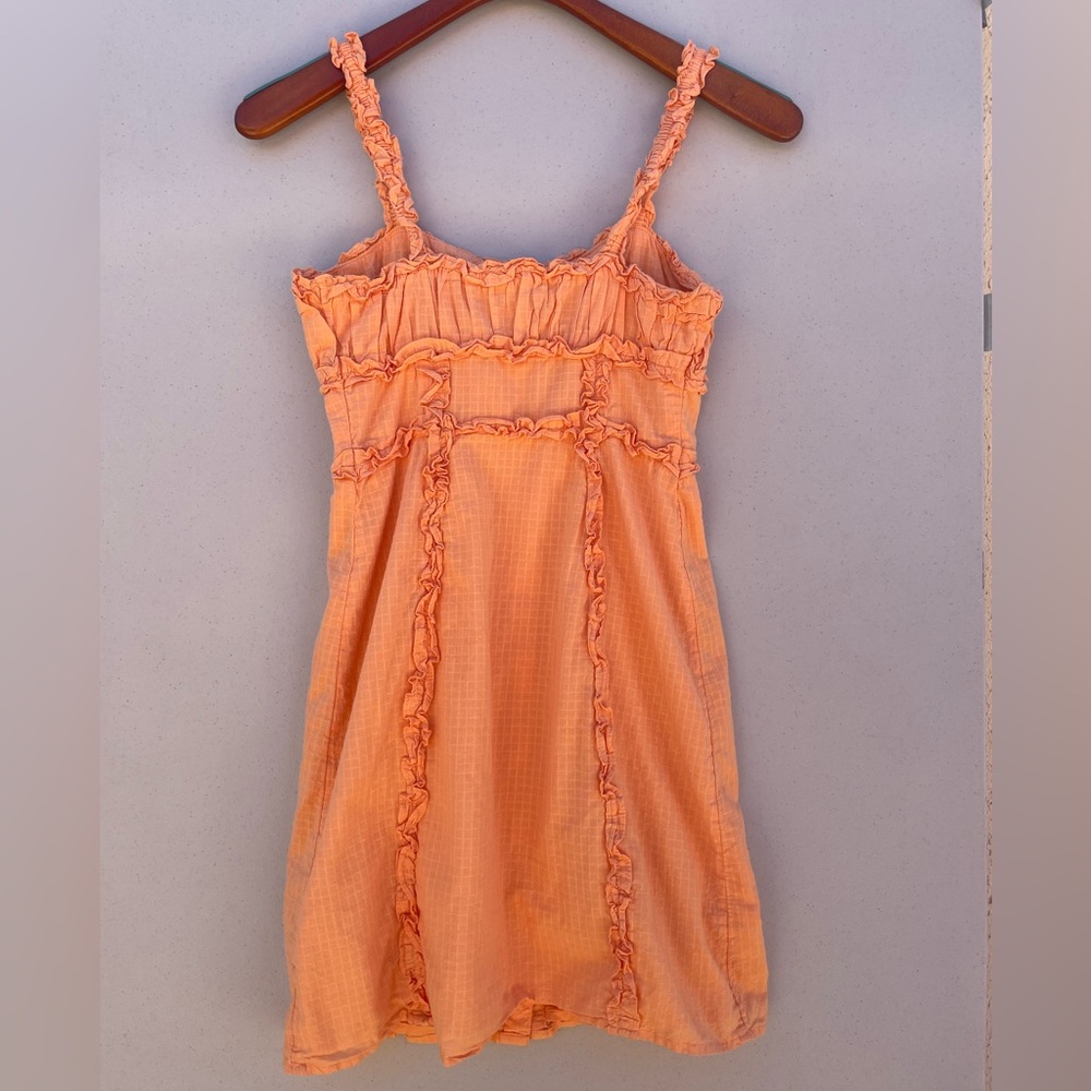 UO London Orange Ruffle Detail Button-Down Mini Dress Size XS - Picture 10 of 11